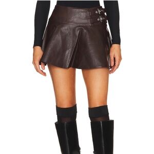 NEVER BEEN WORN WeWoreWhat Dark Brown Leather Skirt